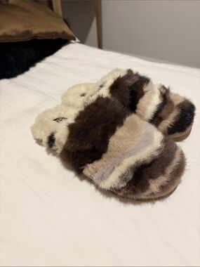 MOU Shearling and Mink Fur Slide Slippers with REAL Fur SZ 37